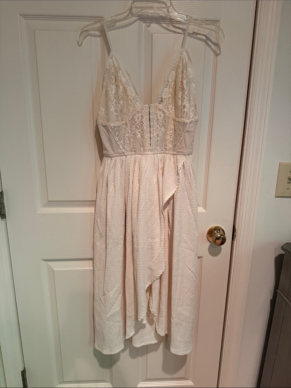 Joyfolie Lace Bodice Midi Dress in Cream NWT